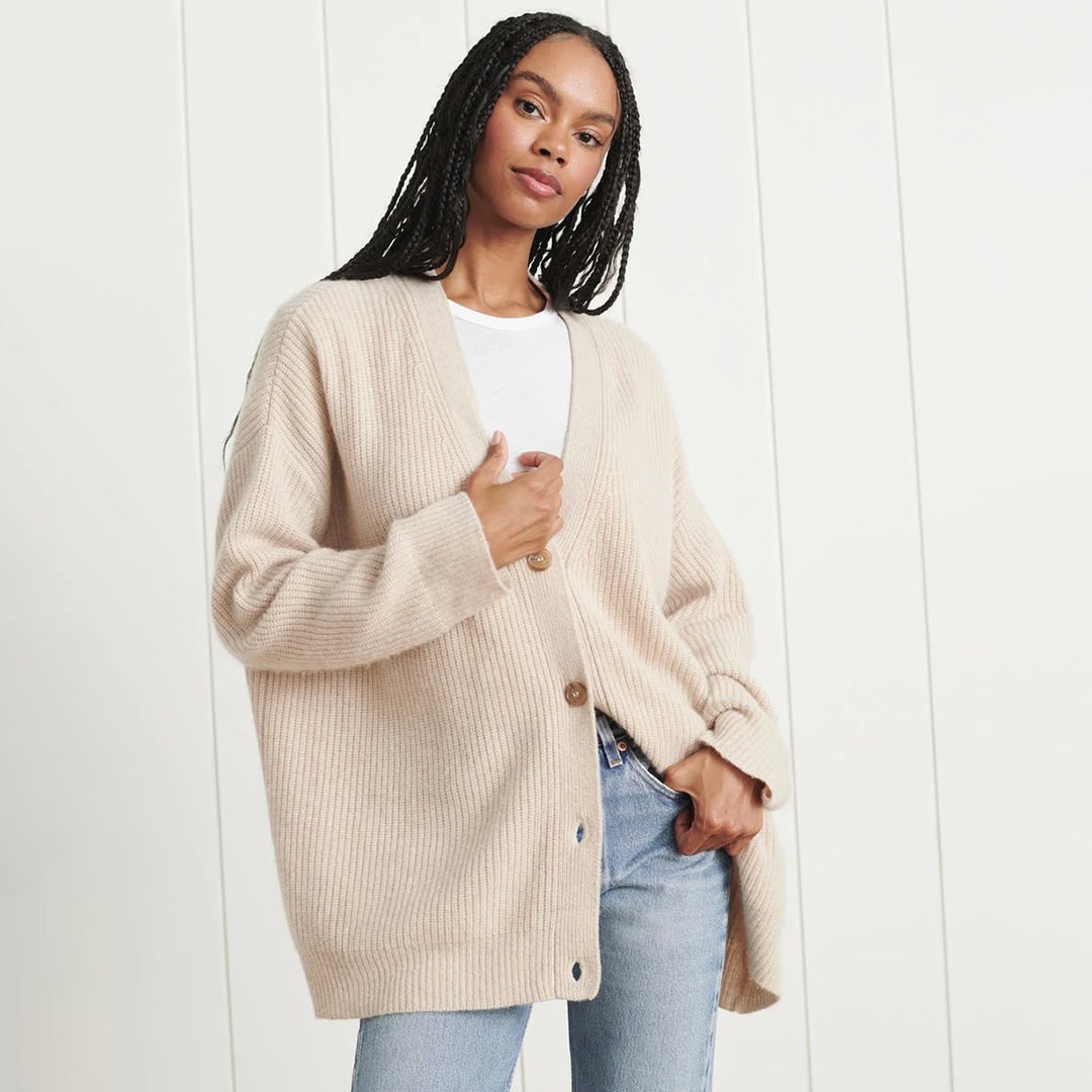 Knit Cardigan, Long Oversized Cardigan with Button Front 8