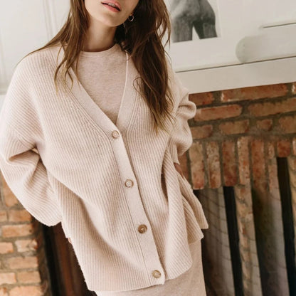 Knit Cardigan, Long Oversized Cardigan with Button Front 9