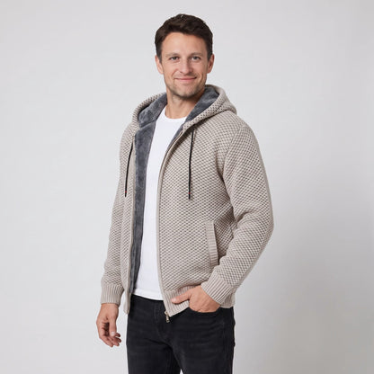 Knit Fleece Hoodie Textured Full Zip with Soft Lining 1