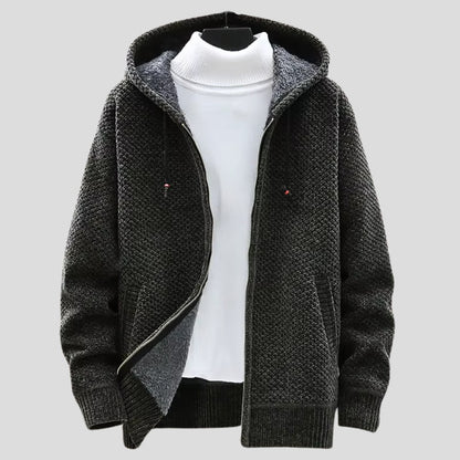 Knit Fleece Hoodie Textured Full Zip with Soft Lining 2