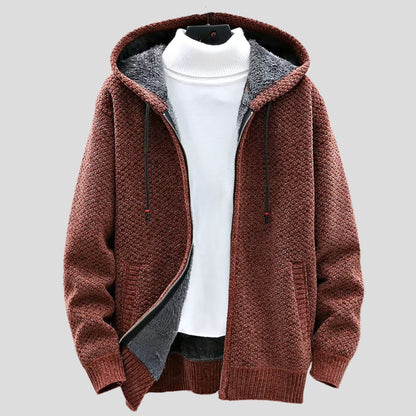 Knit Fleece Hoodie Textured Full Zip with Soft Lining 3