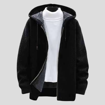 Knit Fleece Hoodie Textured Full Zip with Soft Lining 4