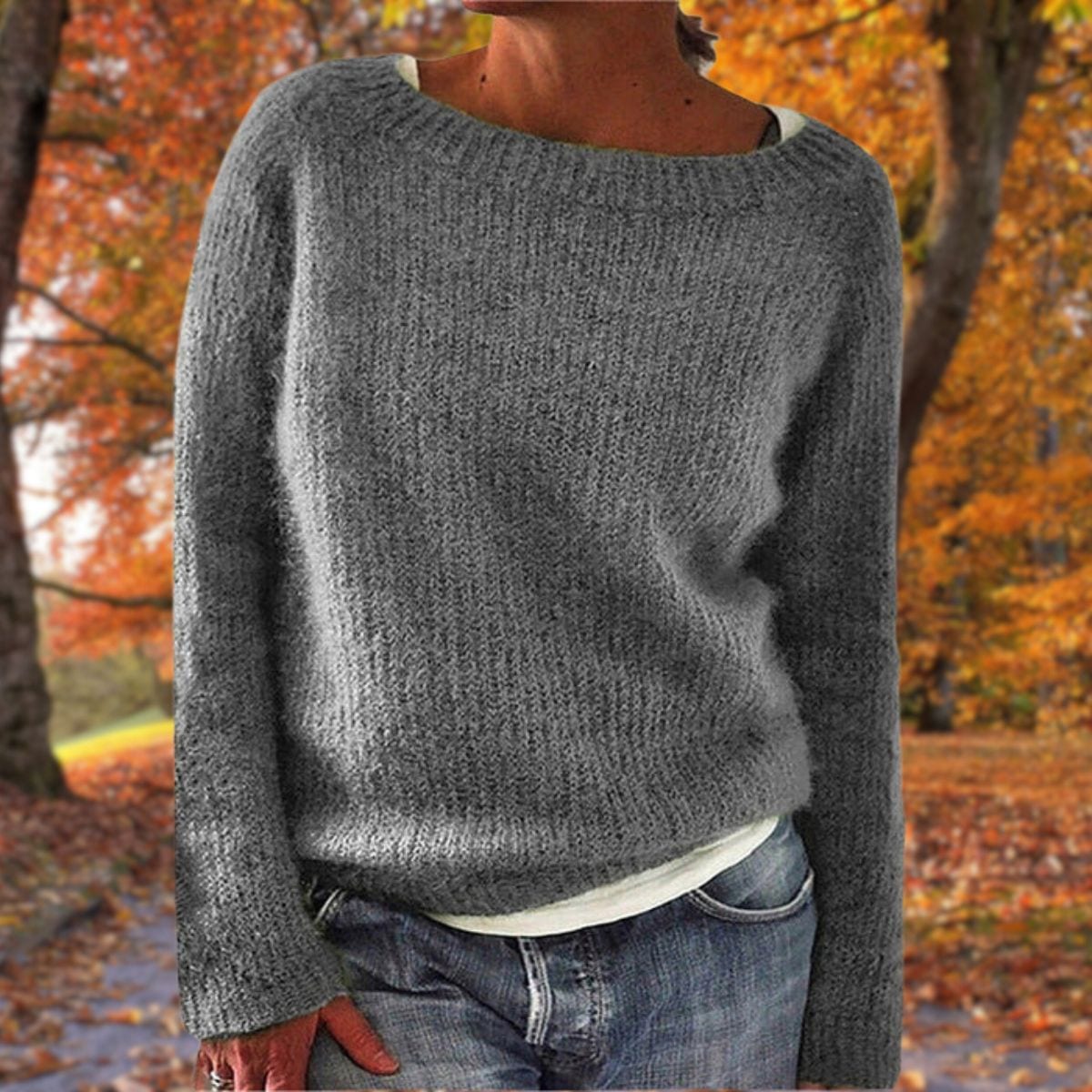 Knit Jumper, Relaxed Wide Neck Pullover in Fine Knit 3
