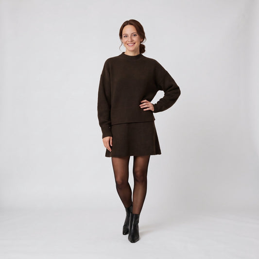Knitted Set, Two Piece Set with Sweater and Mini Skirt 1