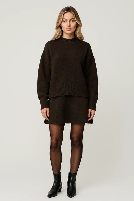 Knitted Set, Two Piece Set with Sweater and Mini Skirt 2