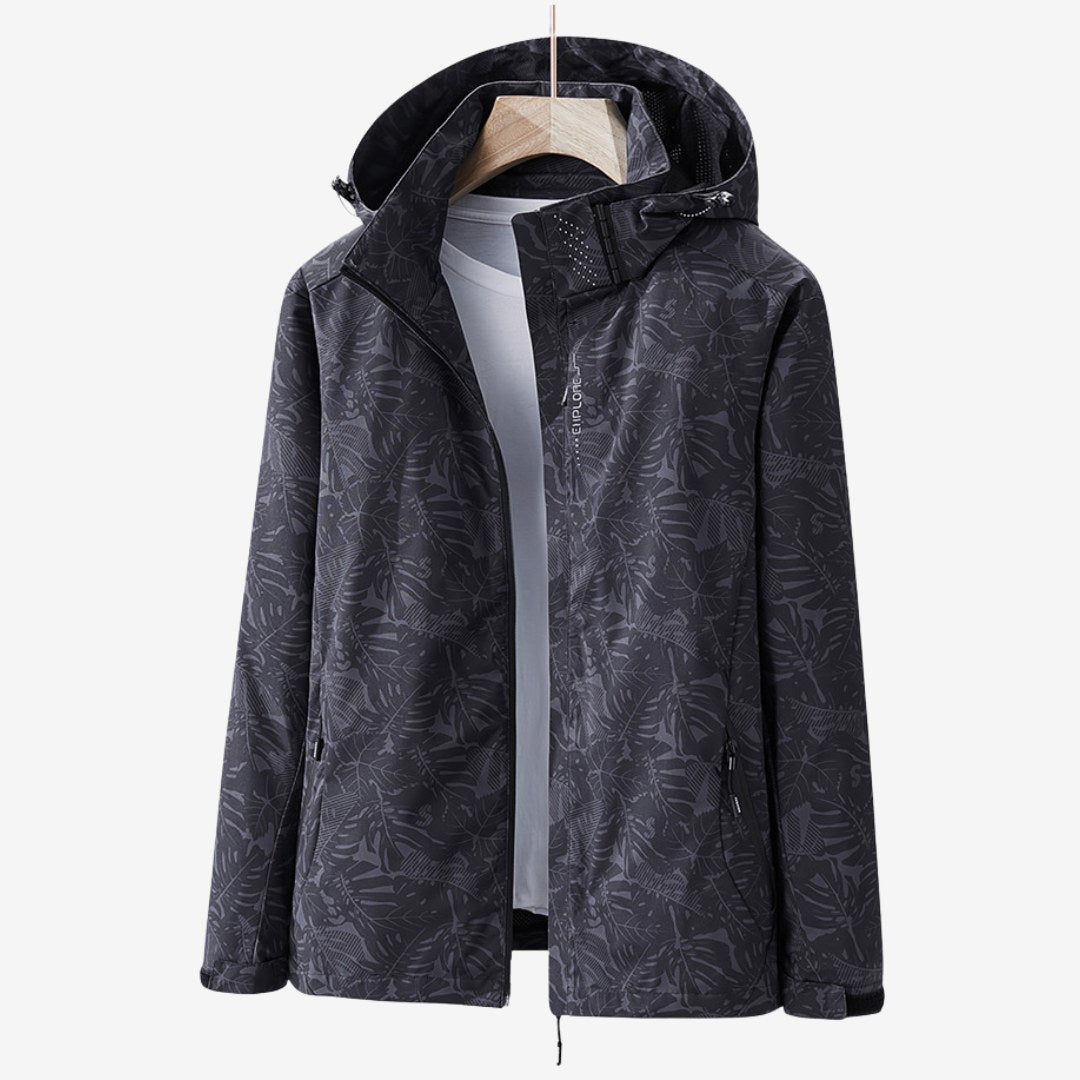 Leaf Print Hooded Rain Jacket for Women, Water-Resistant 4