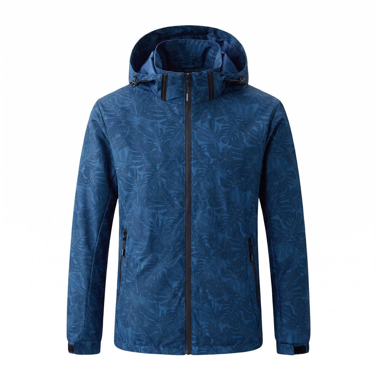 Leaf Print Hooded Rain Jacket for Women, Water-Resistant 1