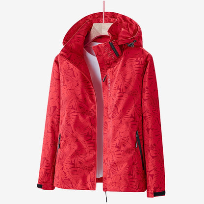 Leaf Print Hooded Rain Jacket for Women, Water-Resistant 6