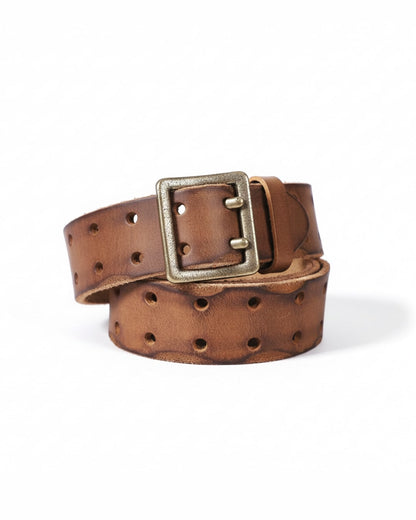 Leather Belt Distressed Vegan Leather Double Prong 2