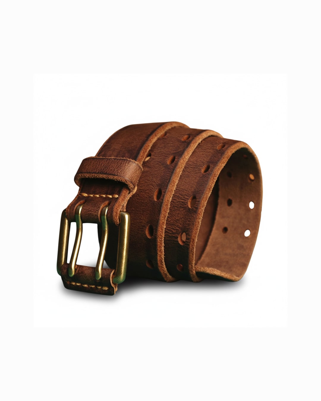 Leather Belt Rugged Vegan Leather with Double Prong 2