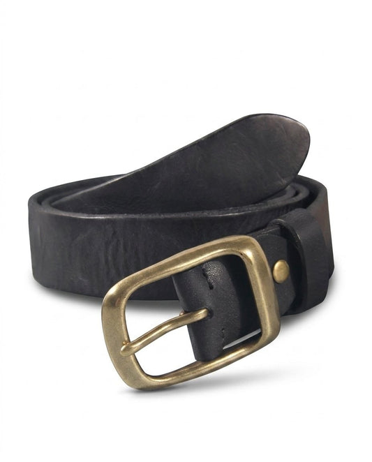 Leather Belt Wide Vegan Leather with Antique Brass Buckle 2