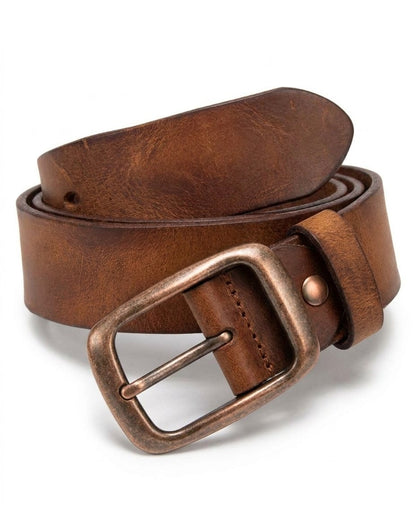 Leather Belt Wide Vegan Leather with Antique Brass Buckle 4