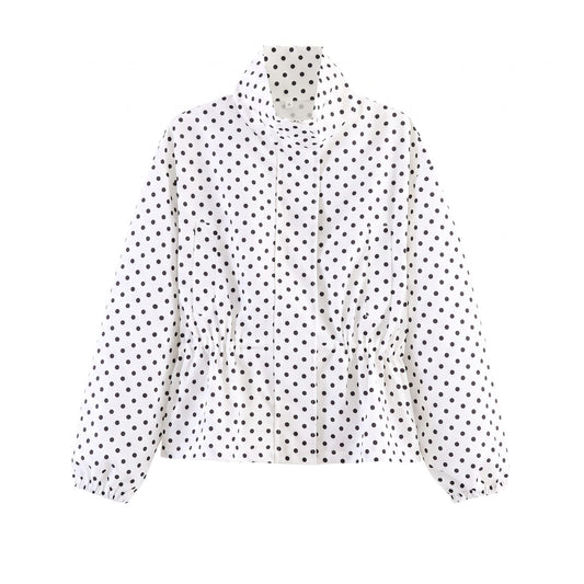 Polka Dot Rain Jacket for Women with Drawstring Waist 1