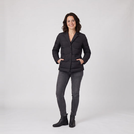 Woman wearing the lightweight water resistant windbreaker