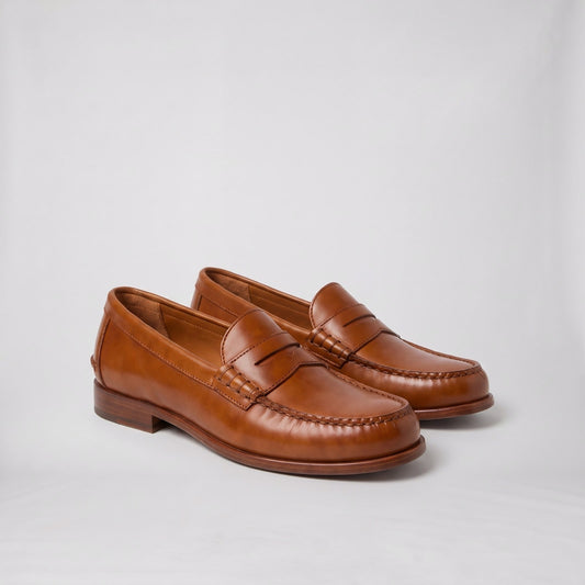 Loafers Leather-Look Penny Slot with Low Stacked Heel 1