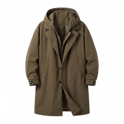 Men's Long Hooded Rain Coat, Water and Wind Resistant 1