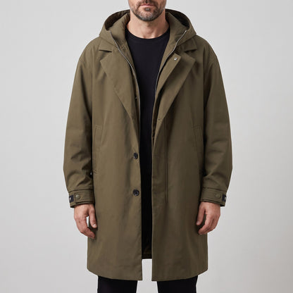 Men's Long Hooded Rain Coat, Water and Wind Resistant 3