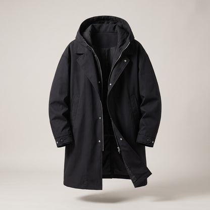 Men's Long Hooded Rain Coat, Water and Wind Resistant 2