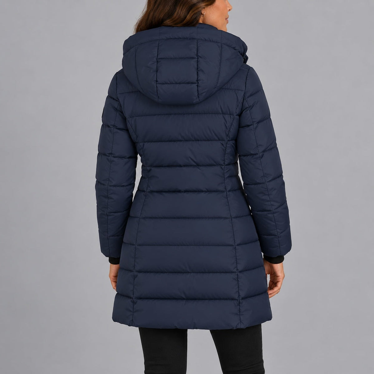 Long Puffer Coat, Hooded Winter Coat with Side Pockets 7