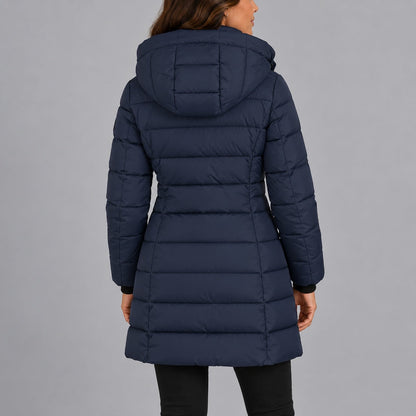 Long Puffer Coat, Hooded Winter Coat with Side Pockets 7