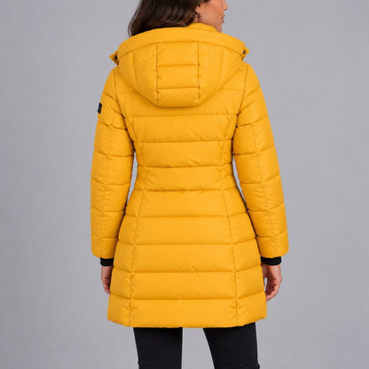 Long Puffer Coat, Hooded Winter Coat with Side Pockets 8