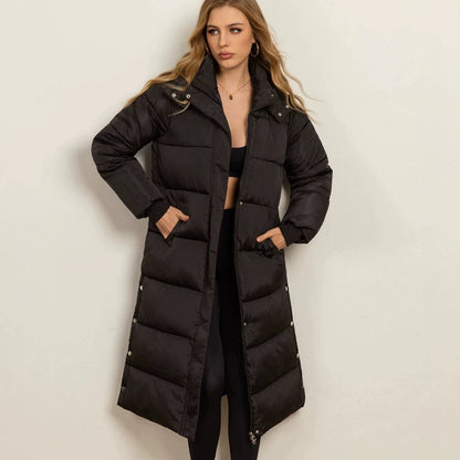 Puffer Jacket Long, Quilted Winter Jacket with Two-Way Zip 2