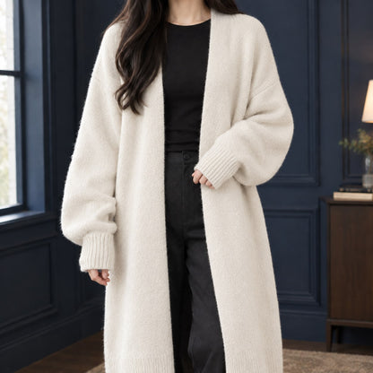 Off-white open front longline cardigan