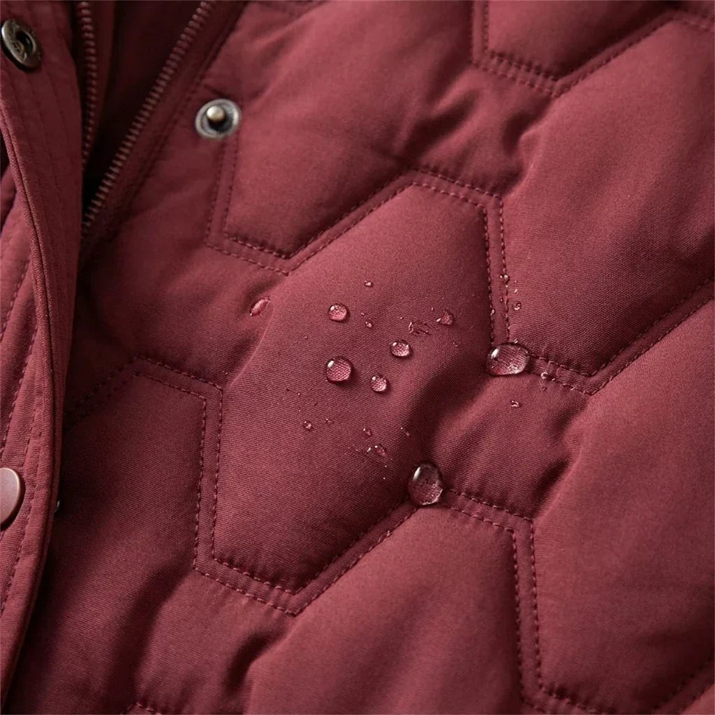 Women's Longline Hooded Winter Coat with Honeycomb Quilting 5