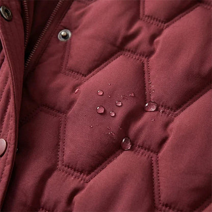 Women's Longline Hooded Winter Coat with Honeycomb Quilting 5