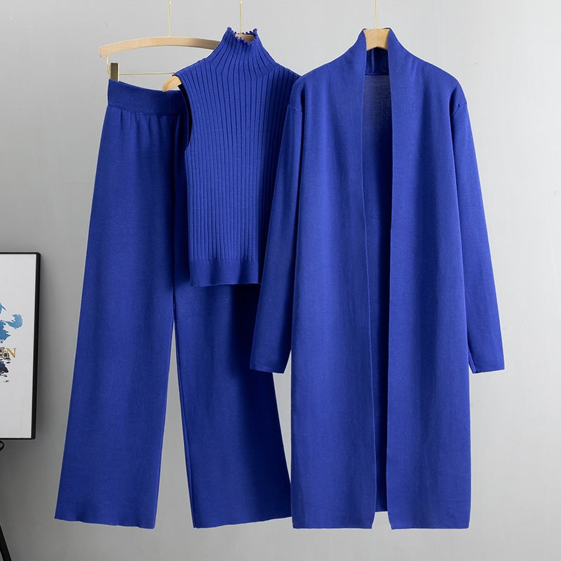 Lounge Set Damen Knitted Three Piece Cardigan Co-Ord 6