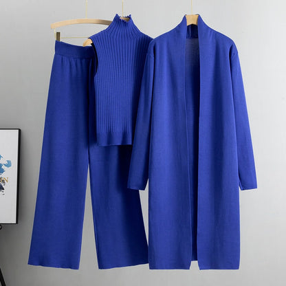 Lounge Set Damen Knitted Three Piece Cardigan Co-Ord 6