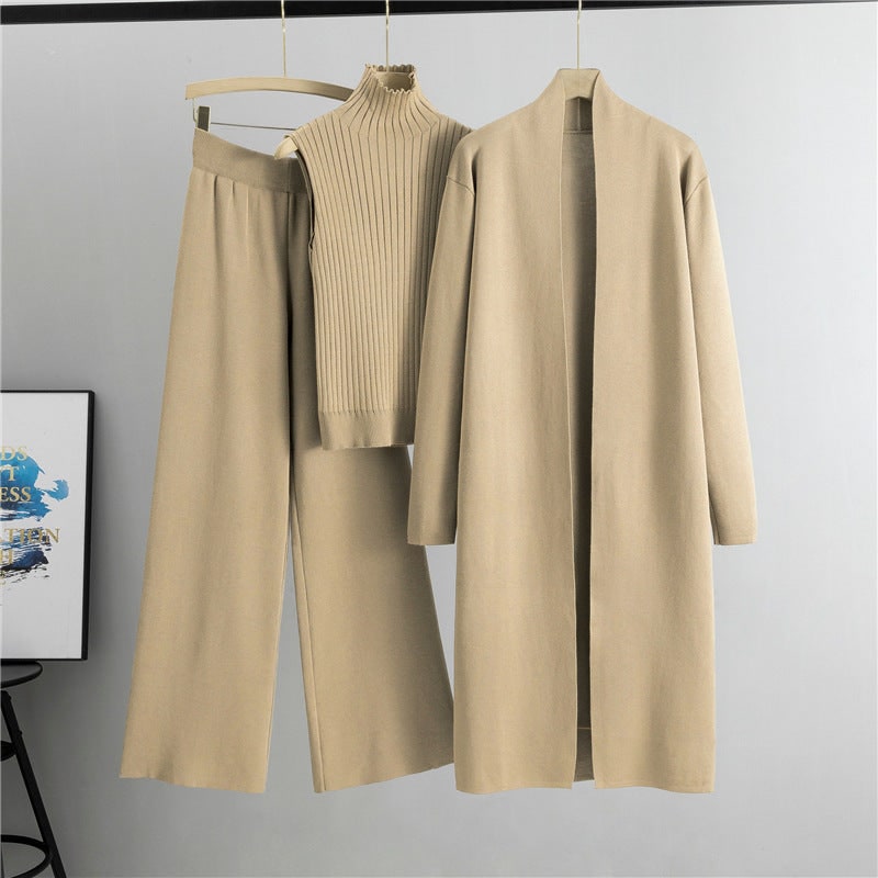Lounge Set Damen Knitted Three Piece Cardigan Co-Ord 4