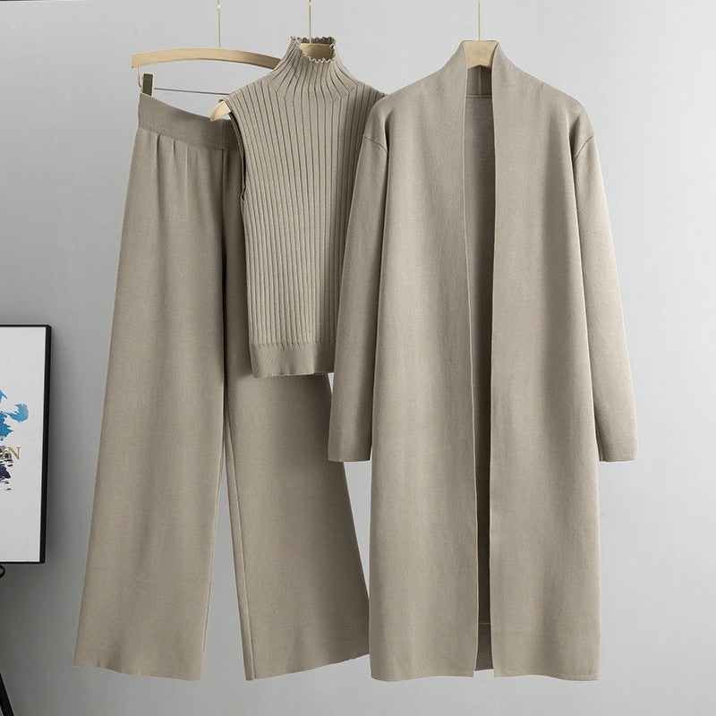 Lounge Set Damen Knitted Three Piece Cardigan Co-Ord 9
