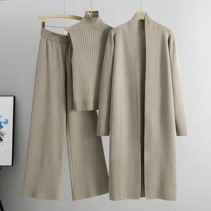 Lounge Set Damen Knitted Three Piece Cardigan Co-Ord 9