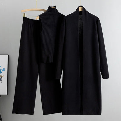 Lounge Set Damen Knitted Three Piece Cardigan Co-Ord 7