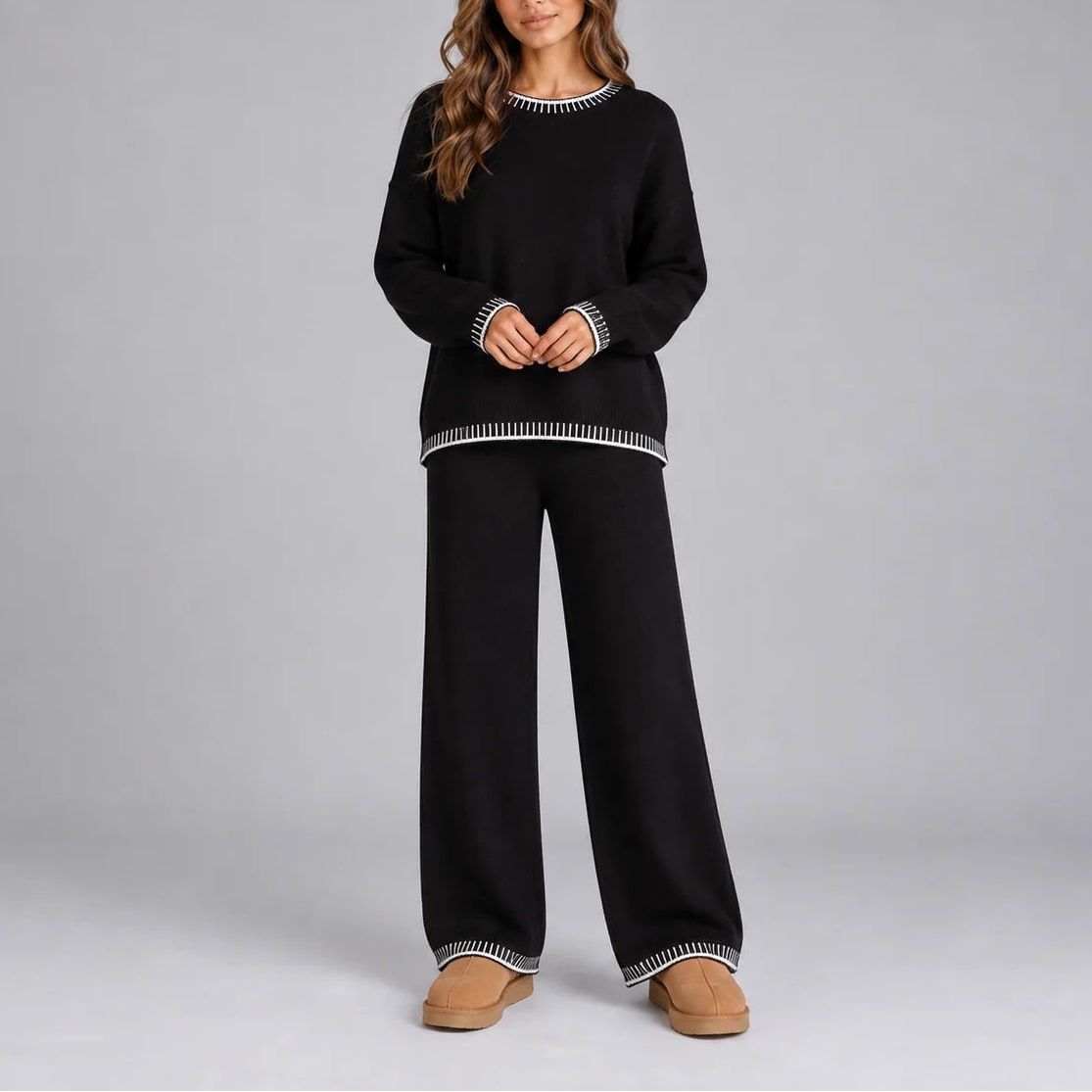 Lounge Set Knitted Sweater and Wide Leg Trousers Co-Ord 4