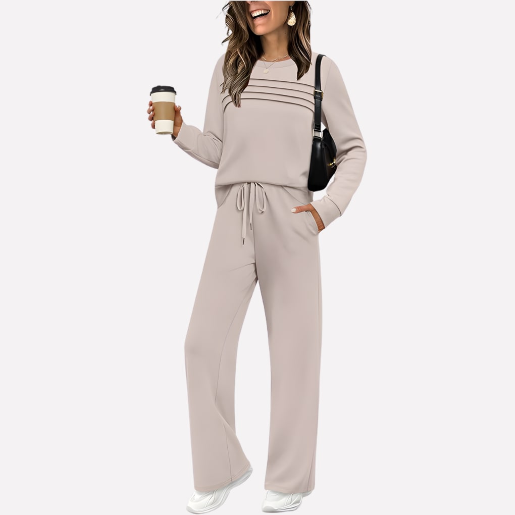 Lounge Set, Two Piece Set with High Neck Top and Trousers 2