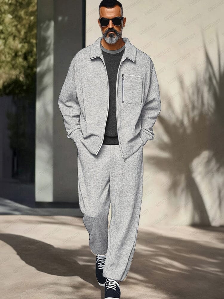 Light grey zip jacket and trousers set