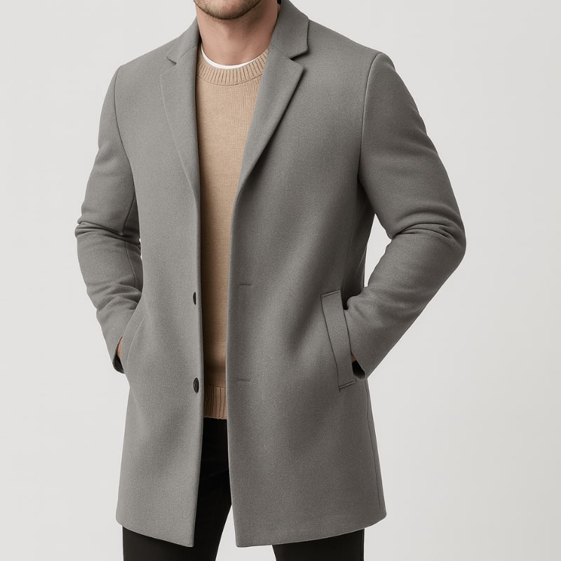 Men's winter jacket winter coat with notch lapels in Grey