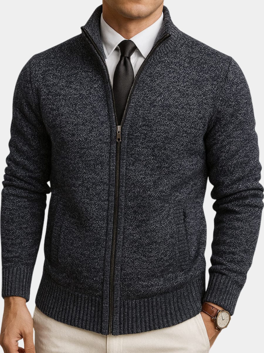 Zip Sweater for Men, Merino Blend Full Zip Cardigan 2