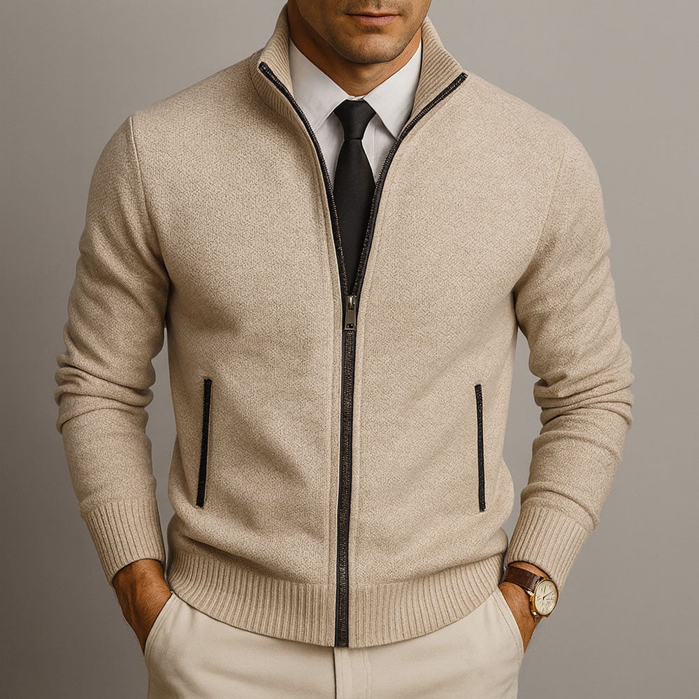 Zip Sweater for Men, Merino Blend Full Zip Cardigan 4