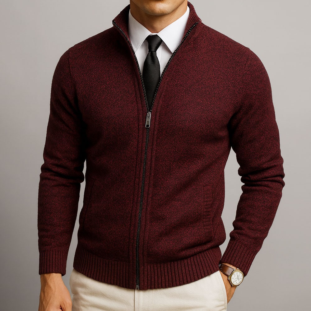 Zip Sweater for Men, Merino Blend Full Zip Cardigan 5