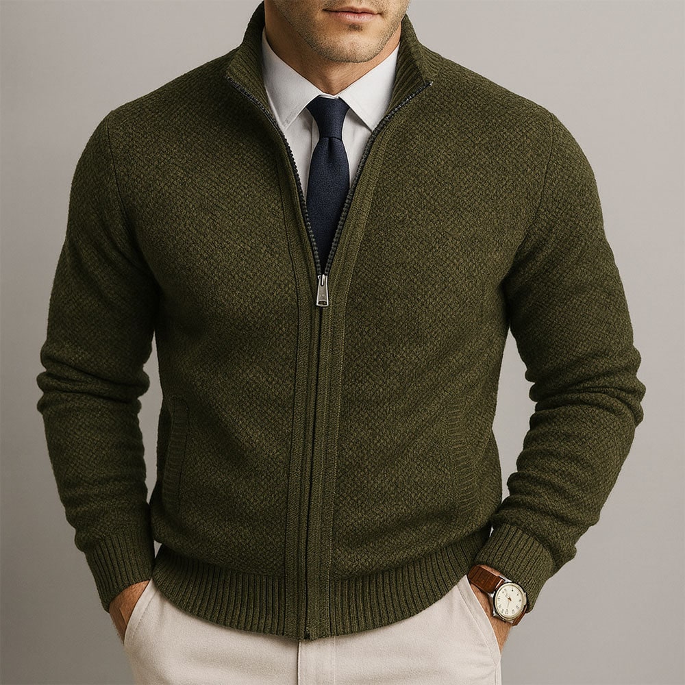 Zip Sweater for Men, Merino Blend Full Zip Cardigan 6