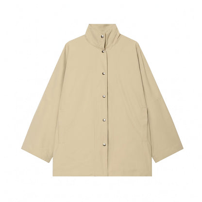 Oversized Cape Rain Jacket for Women with Stand Collar 1