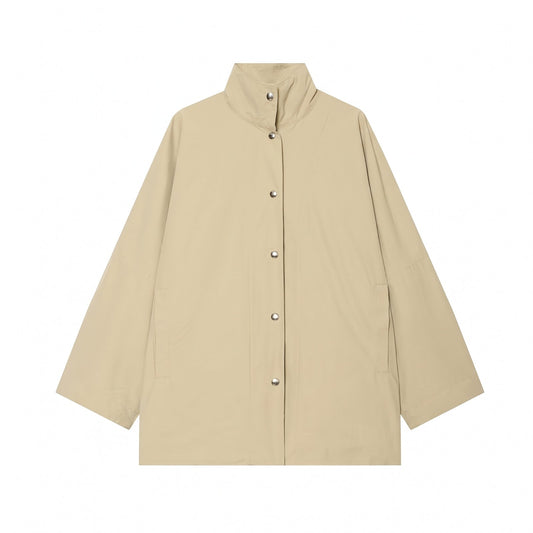 Oversized Cape Rain Jacket for Women with Stand Collar 1