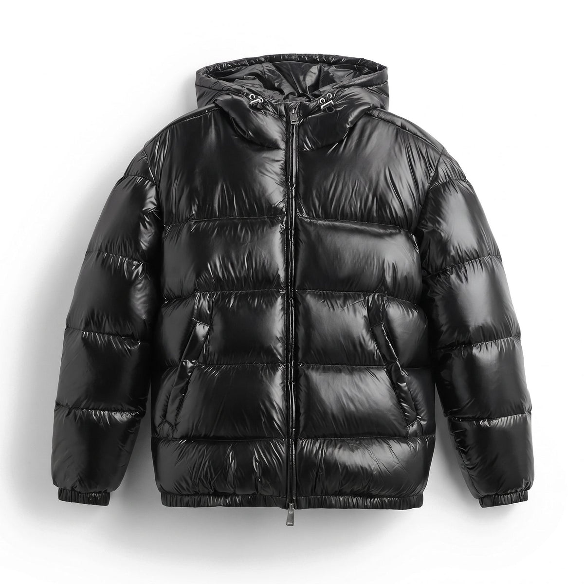 Men's Oversized Puffer Jacket, Glossy Quilted with Hood 1