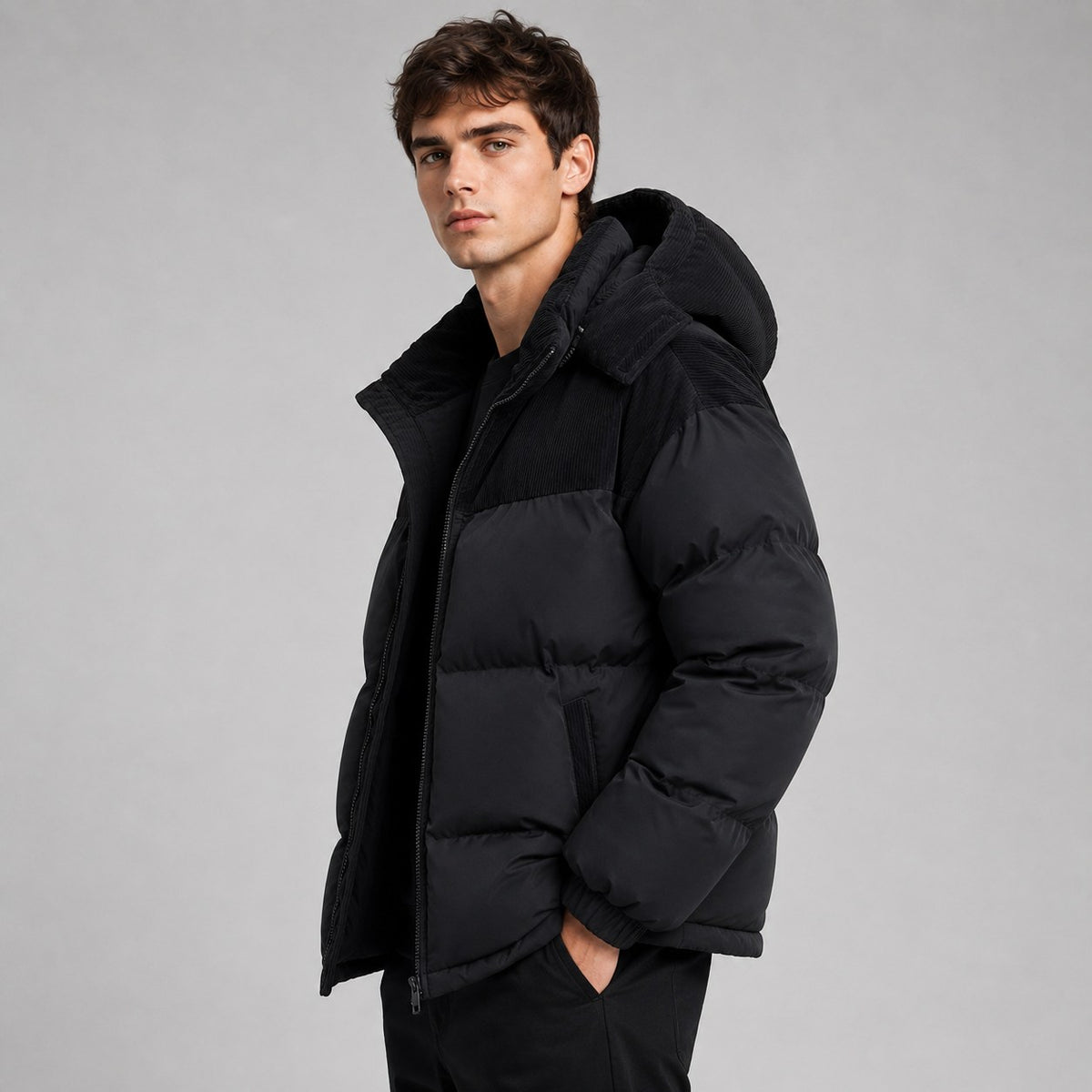 Men's Oversized Puffer Jacket with Hood, Warm Winter Coat 3