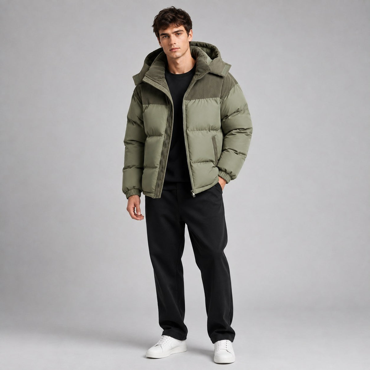 Men's Oversized Puffer Jacket with Hood, Warm Winter Coat 7