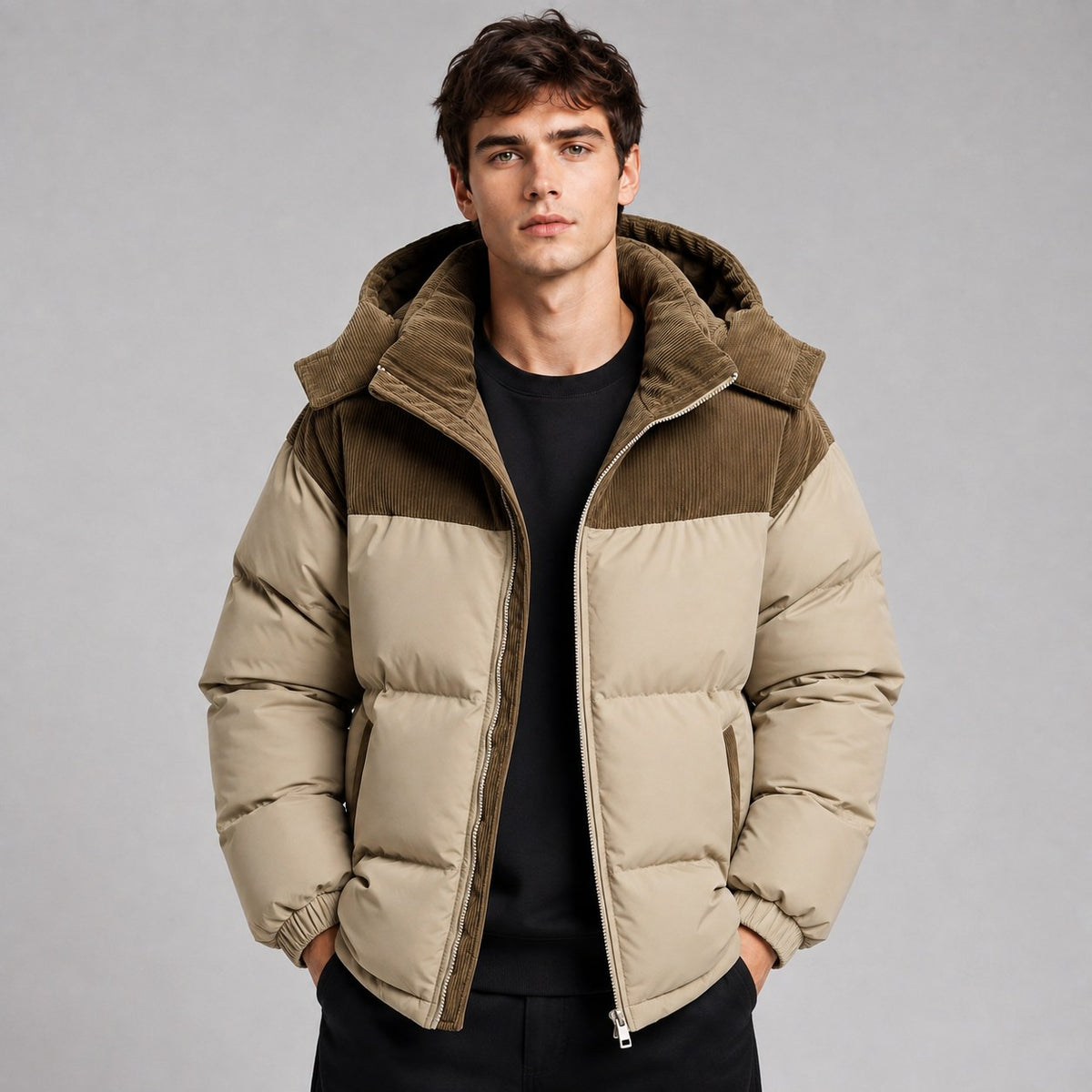 Men's Oversized Puffer Jacket with Hood, Warm Winter Coat 4