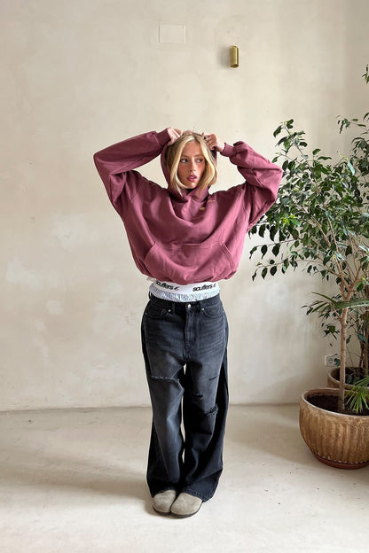 Women's Oversized Hoodie with Back Print, Kangaroo Pocket 3